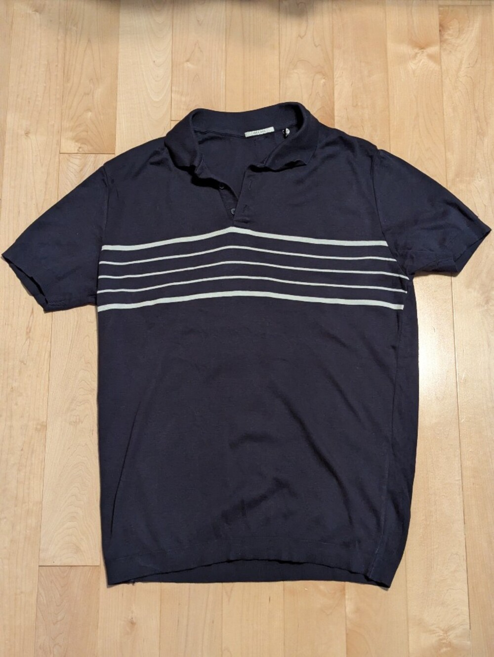 Men's Navy Polo with White Horizontal Stripes